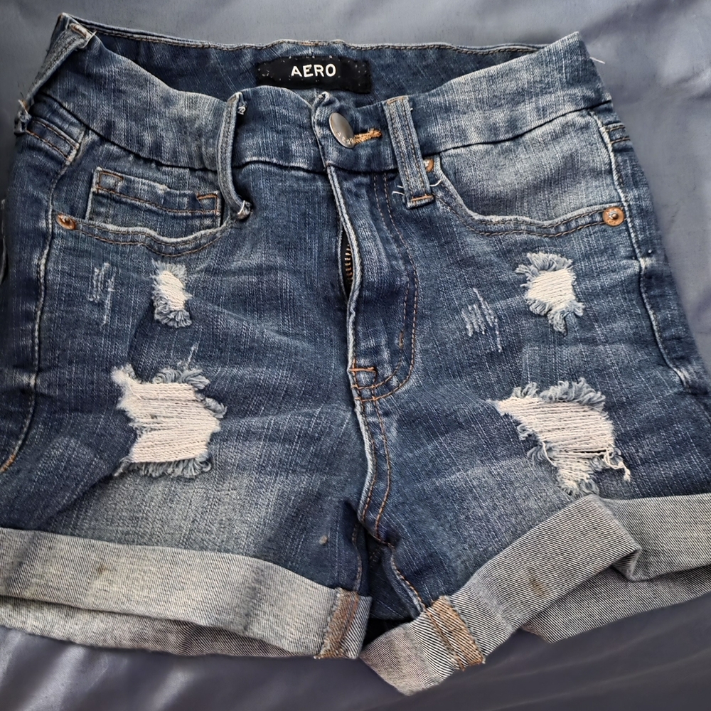 Aeropostale Distressed Blue Jean Shorts